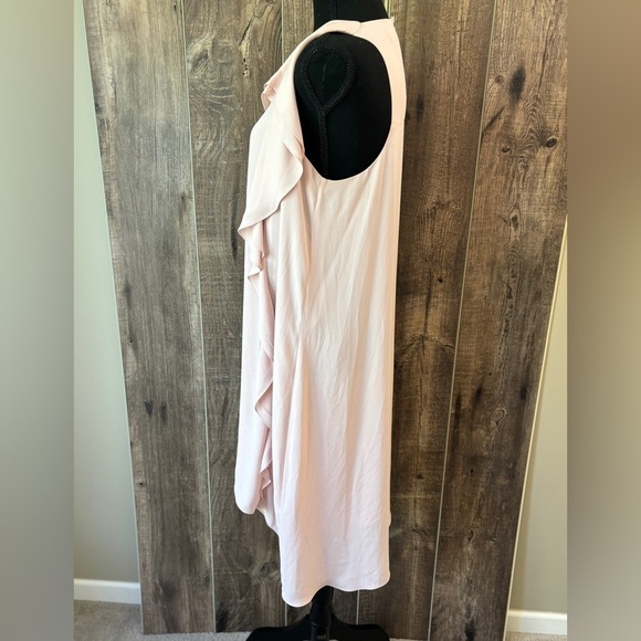 BCBGMaxAzria Dusty Pink Asymmetrical Ruffle Mini Dress Women's Size Medium - Picture 4 of 15